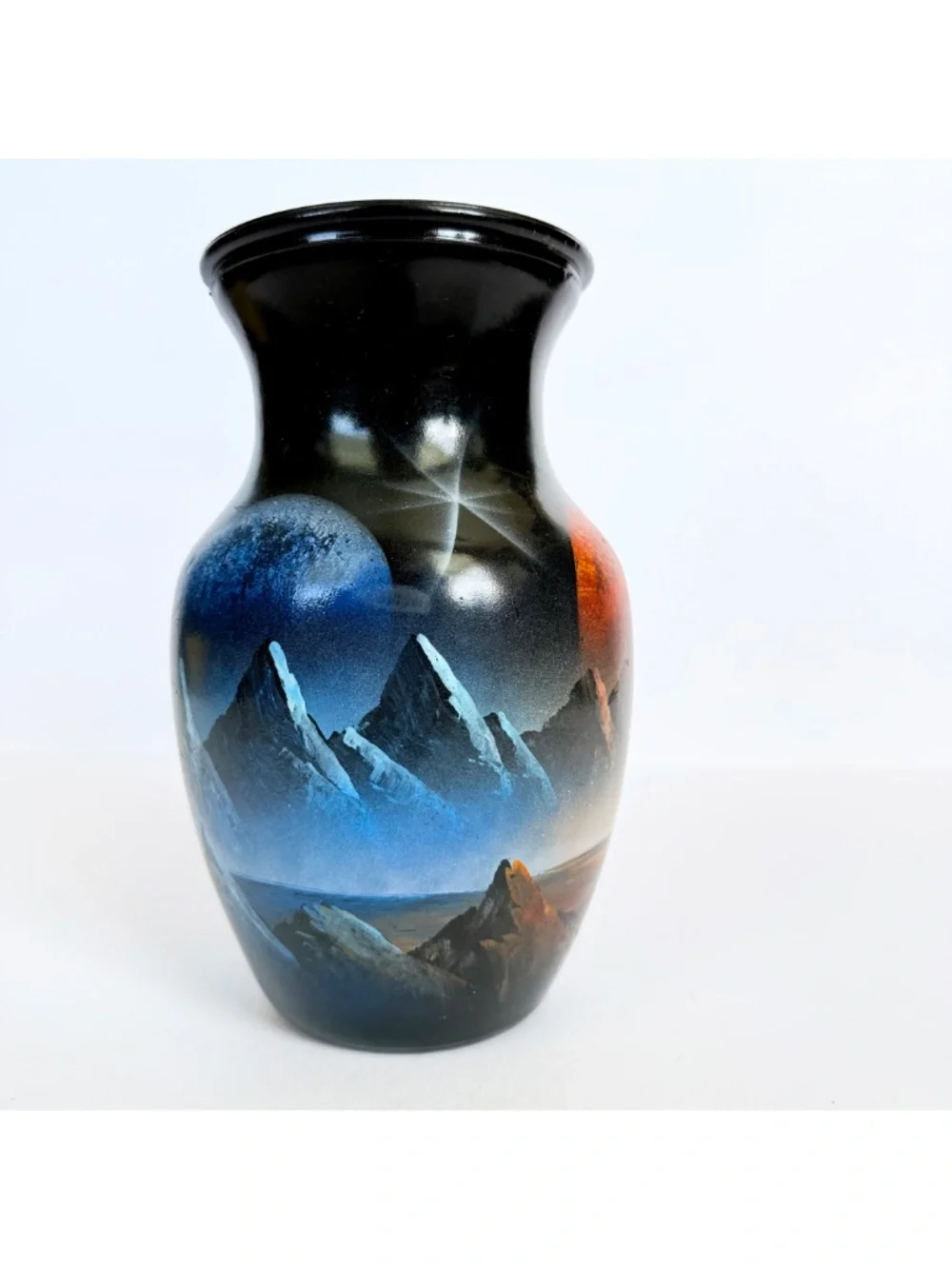 Handpainted Cosmic Galaxy Celestial Space Mountain Landscape Art Vase